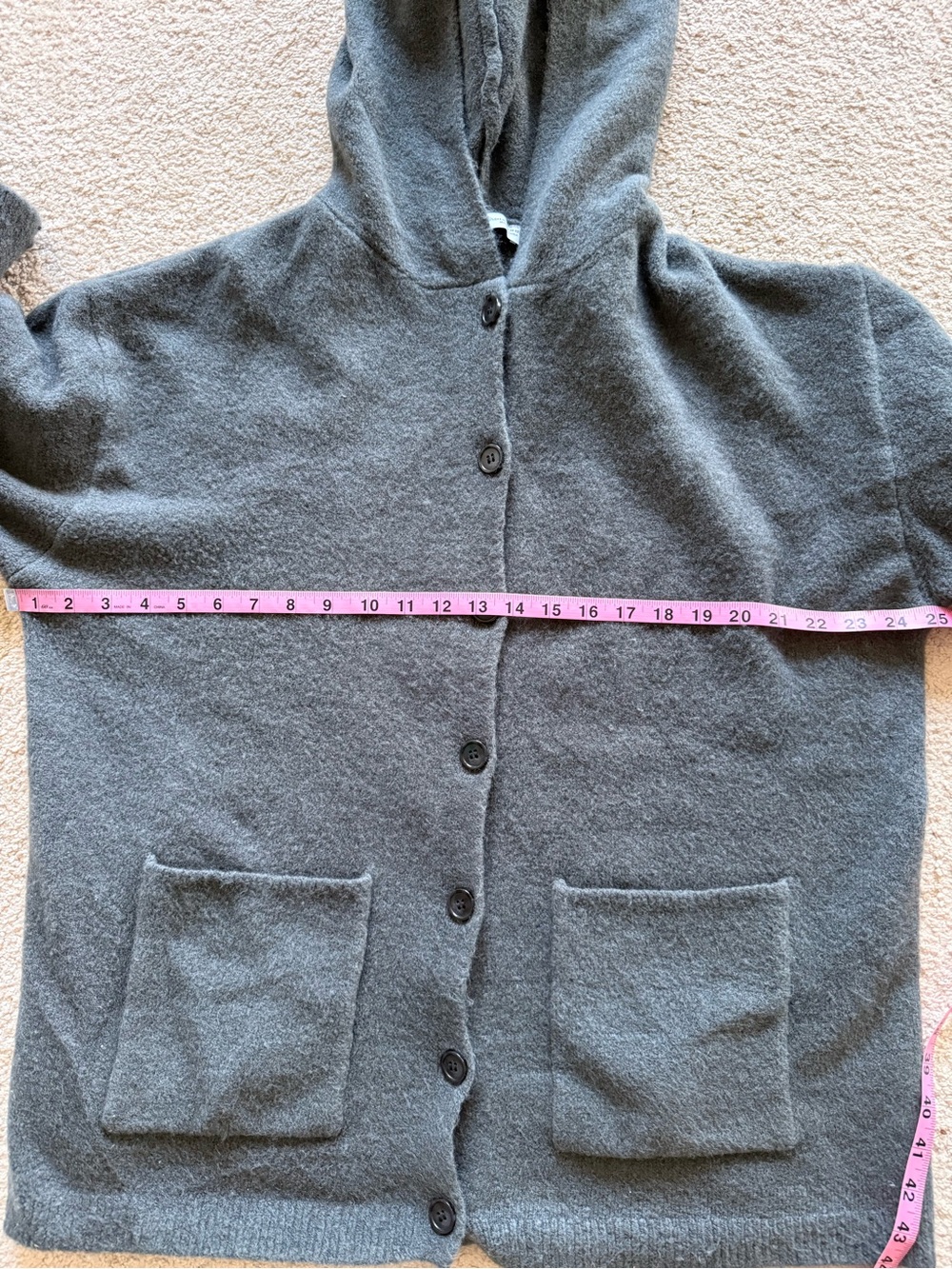 Zara Hooded Button Cardigan in Dark Gray - Picture 9 of 12